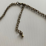 Short Antique Look Bronze tone Chain Necklace Focal  Oval Light Gold Pendants