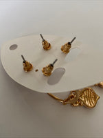 Christmas green Star Studs & Bauble Op0en Ended Hoop Twin Set Earrings Pierced Gold Plate Festive