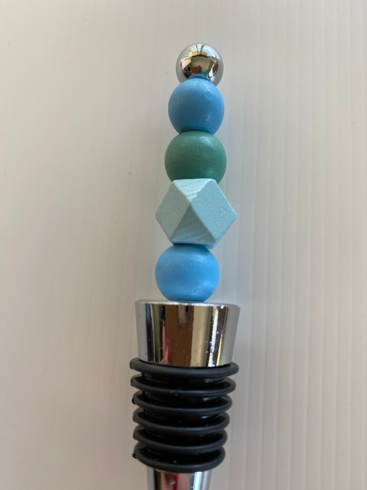 Wine Stopper Beaded Blue & Green tones Beaded Gift Idea