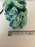 Hair Scrunchie Crochet Handmade Elastised Full Ruffled Blue & Green Mix