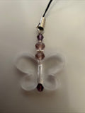 Mobile Phone Dangle Charm Clear Butterfly Glass Crystal Charm Keys zipper - Colour options