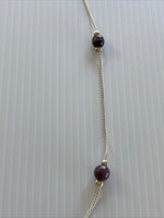 Short Choker Length Silver Chain Purple Pearl float Necklace