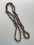 Long Strand part wooden Brown & Black  Bead  Necklace slide over  No Clasp