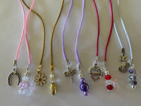 Beaded  Silk Cord BookMark Book Thong Dragonfly Charm Purple Glass Pearls gift