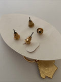 Christmas Twin Set Holly Studs House Hoop Earrings Pierced Gold Plate  Festive