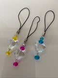 Mobile Phone Dangle Charm  Clear Heart & Colour Crystals your choice on colour