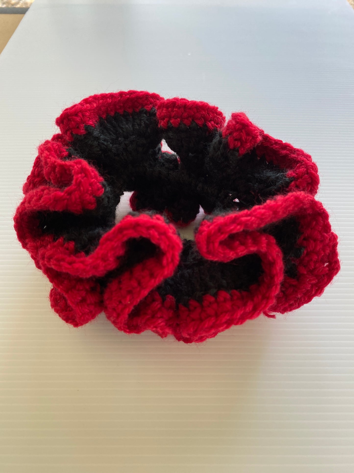 Hair Scrunchie Crochet Handmade Elastised Full Ruffled two tone footy themed