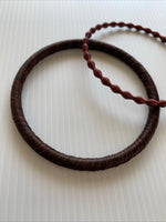 Cotton Weave Slide on Bracelet Set of 2 Brown & Burgundy Maroon Wave stretchy