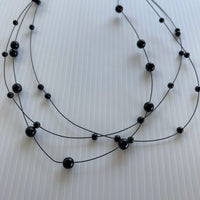 Floating Multi-Strand Black Pearl Lightweight Delicate Black Pearl Necklace