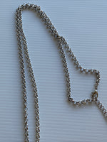 Long Silver tone Rollo style Chain Necklace Focal Silver Ring & Lady Bird Charm