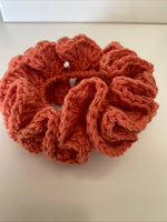 Hair Scrunchie Crochet Handmade Elastised Full Ruffled Mandarine Burnt Orange