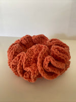 Hair Scrunchie Crochet Handmade Elastised Full Ruffled Mandarine Burnt Orange
