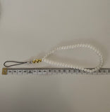 Mobile Phone Beaded Wrist Strap White Pearl Wrist Wrap Lightweight  Gold/Silver