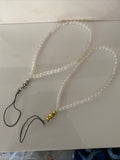 Mobile Phone Beaded Wrist Strap White Pearl Wrist Wrap Lightweight  Gold/Silver