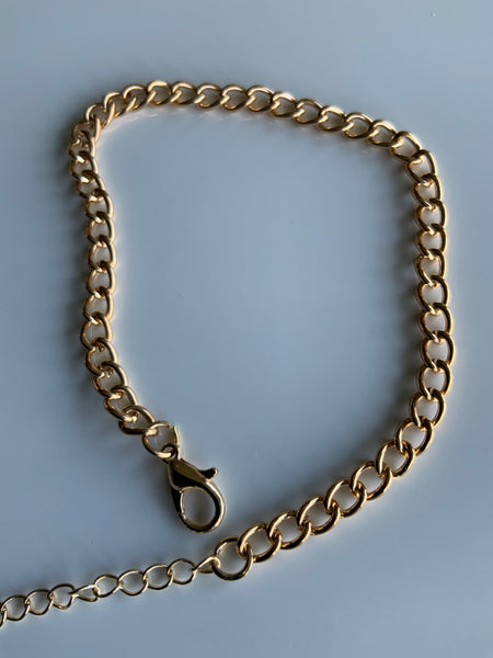 Gold Plate Link Slightly Chunky Chain Bracelet Lightweight