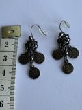Bronzetone small cluster  Coin Dangle Drop Lightweight Earrings Pierced Casual