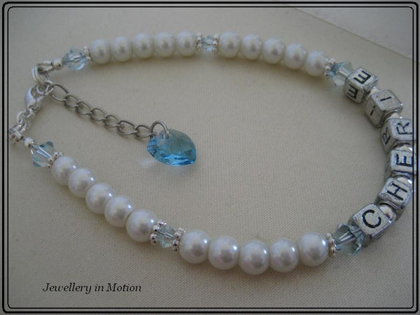 Personalized Adult Bracelet Glass Pearls & Birthstones