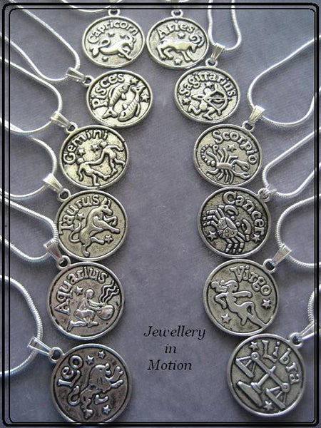 Zodiac Tibetan Silver tone Charm Pendant Necklaces