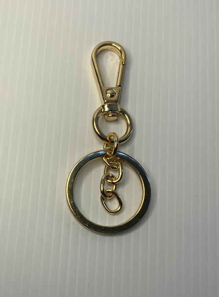 Gold Tone Lever Hook Key Ring with Large Split Ring and Link Chain