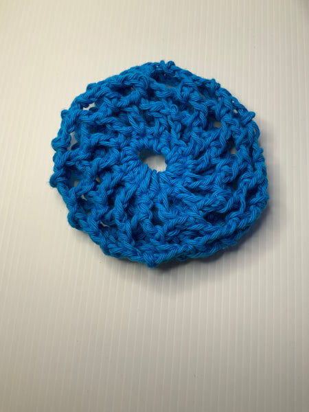 Crochet Hair Bun Net for Dance, Horse Riding, Wedding Handmade - Dark Aqua