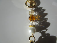 Handbag dangle, Key ring Dangle ~Tan / Brown Tassel Crystals