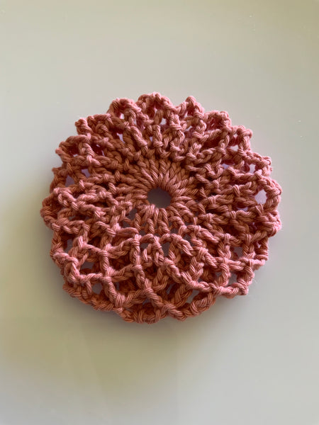 Crochet Hair Bun Net for Dance, Ballet, Horse riding -Handmade- Rose Pink