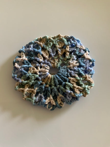 Crochet Hair Bun Net for Dance, Ballet, Horse riding -Handmade- Blue, Beige, Green