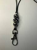Black Silk Cord European Bead Long Necklace Lanyard Adjustable by Slide knot