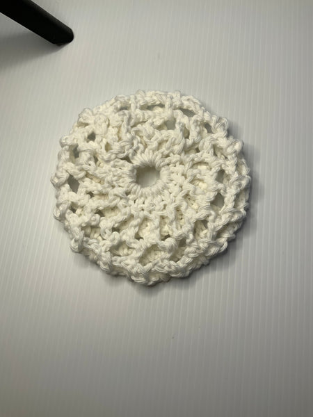 Crochet Hair Bun Net for Dance, Horse Riding, Wedding Handmade - Off White
