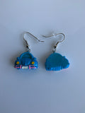Blue Beetle Car Dangle Earrings Pierced Hook available in Clip-On, Gift,Birthday
