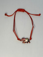 Adjustable Cord Bracelet with Elephant Charm - Assorted Colours