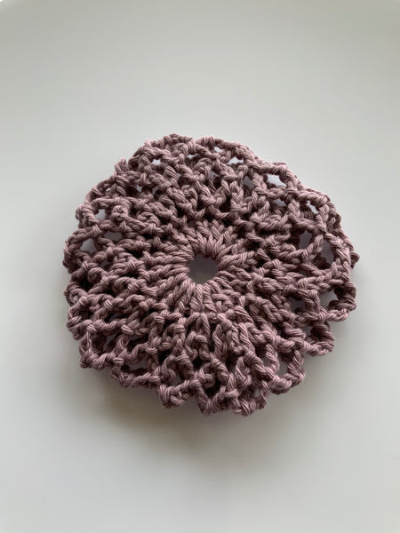Crochet Hair Bun Net for Dance, Ballet, Horse riding -Handmade-Amethyst Light Purple