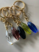 Keyring Gold Plated Split Ring  Assortment Oval Crystal Beads mixed colours