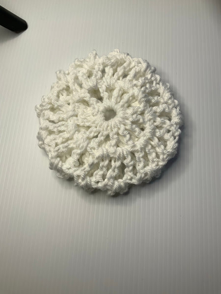 Crochet Hair Bun Net for Dance, Horse Riding, Wedding Handmade - White