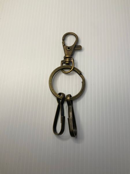 Bronze tone Lobster Claw Key Ring with Large Split Ring and 2 Hook Lever Clasps