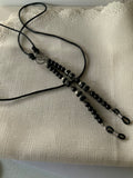 Eyeglass Sunglass Spectacle Chain Silk Cord Eyeglass Holder Black Cord & Crystal