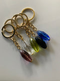 Keyring Gold Plated Split Ring  Assortment Oval Crystal Beads mixed colours