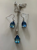 Water Drop Blue Pendant  Necklace and Earring Set