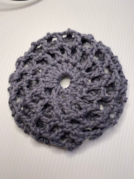Crochet Hair Bun Net for Dance, Horse Riding, Wedding Handmade - Grey