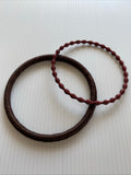 Cotton Weave Slide on Bracelet Set of 2 Brown & Burgundy Maroon Wave stretchy