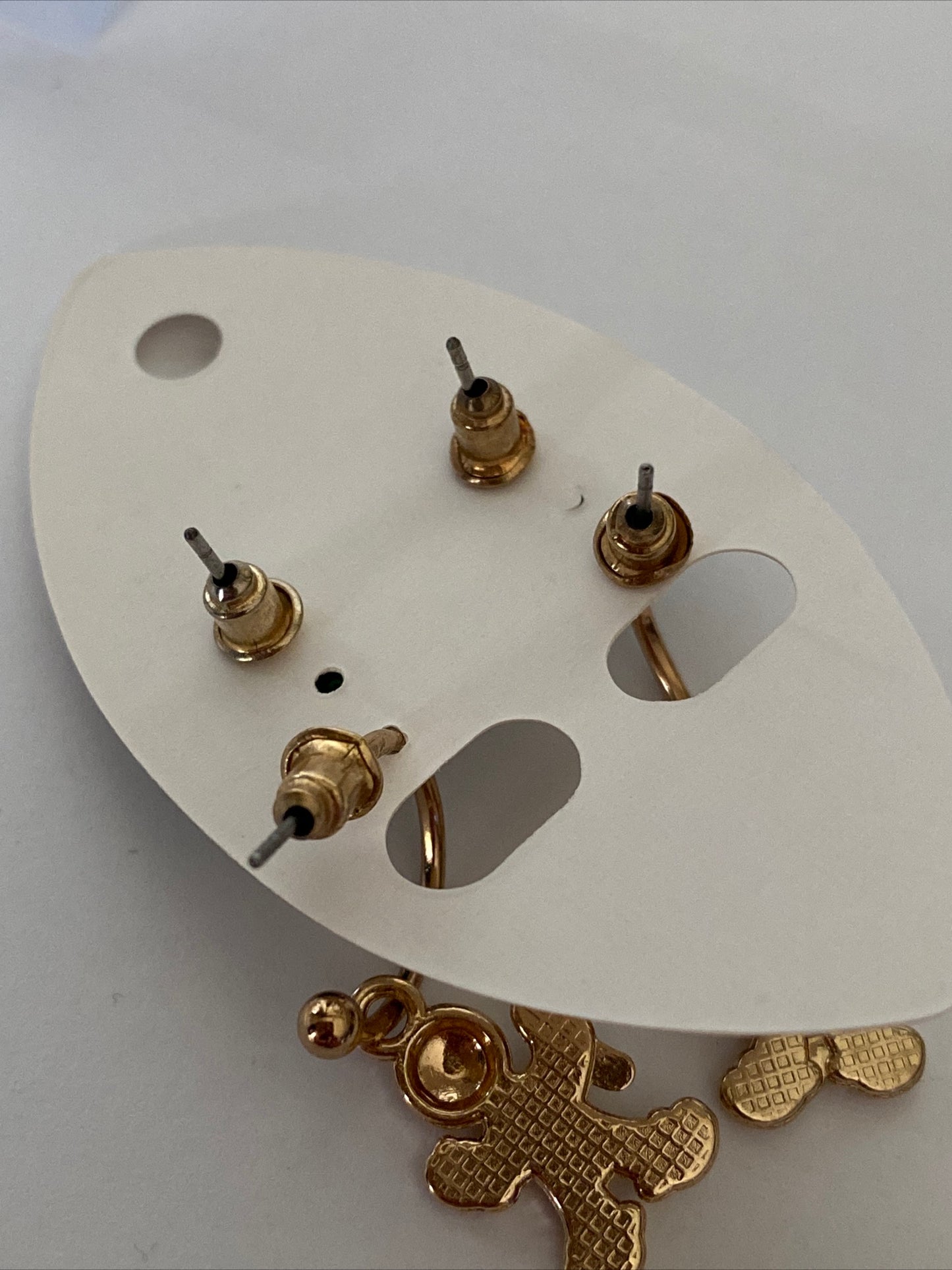 Christmas Twin Set Green Bow GingerbreadManEarrings Pierced Gold Plate  Festive