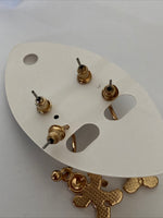 Christmas Twin Set Green Bow GingerbreadManEarrings Pierced Gold Plate  Festive