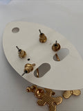 Christmas Twin Set Green Bow GingerbreadManEarrings Pierced Gold Plate  Festive