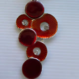 Retro Style Round Red Pendant with Diamantes on Silver Plate Necklace