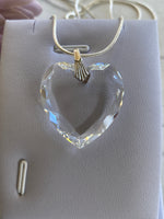 Crystal Clear Heart Pendant on Silver Plate Snake Chain Necklace
