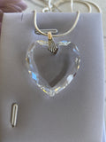 Crystal Clear Heart Pendant on Silver Plate Snake Chain Necklace