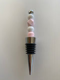 Wine Stopper Beaded Pink & White Gift Idea Beaded accessory