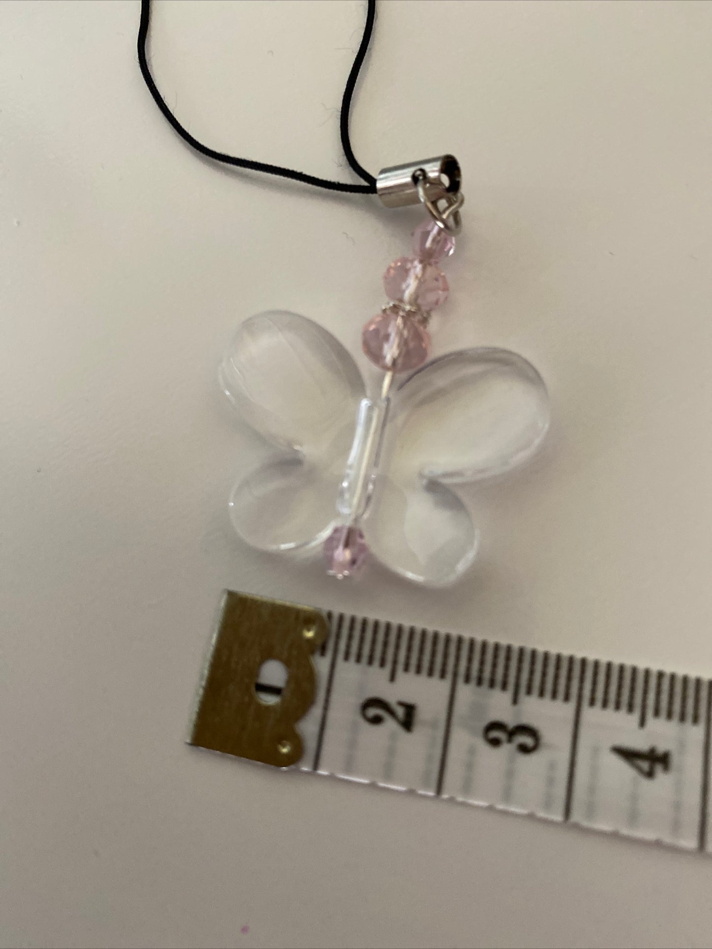 Mobile Phone Dangle Charm Clear Butterfly Glass Crystal Charm Keys zipper - Colour options