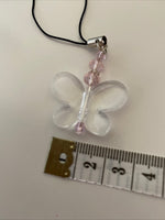 Mobile Phone Dangle Charm Clear Butterfly Glass Crystal Charm Keys zipper - Colour options