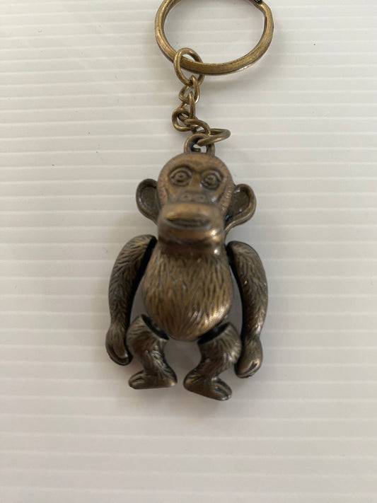 Key Chain Metal Monkey in Bronze movable arms, legs
